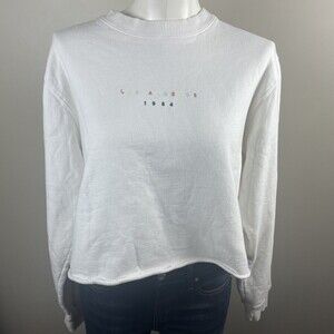 John Galt Los Angeles Embroidered Long Sleeve Cropped Sweatshirt